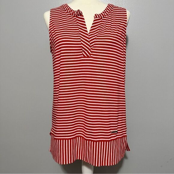 Jones New York Top Red Stripe Popover Size L - Picture 1 of 7